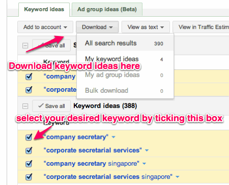 Download Keyword List